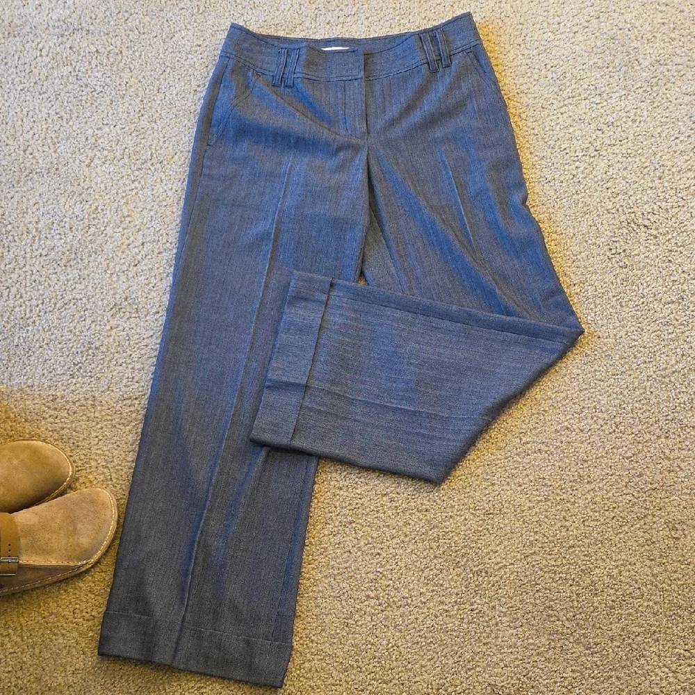 Michael Kors Blue Herringbone Wide Leg Hip Slung Pants 8